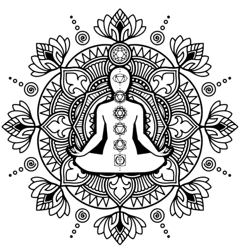 A meditator within the lotus mandala, the profound stillness clients describe